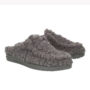 HEY DUDE WALLY SHERLING GRANITE GRAY lLACE SLIP ON SLIPPER SHOE